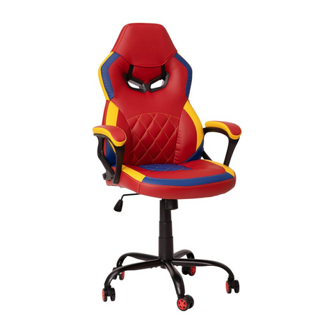 Ergonomic Office Computer Chair - Adjustable Red & Yellow Designer Gaming Chair - 360° Swivel - Red Dual Wheel Casters - WhatYouNeedSales