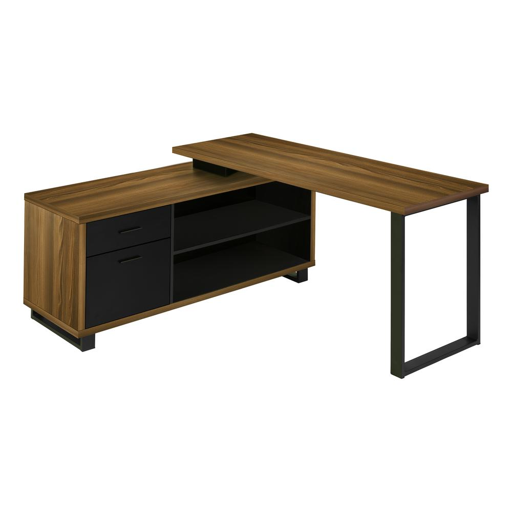 7711 Black Metal Corner Computer Desk with Storage Drawers - PinnacleWorkspace - WhatYouNeedSales