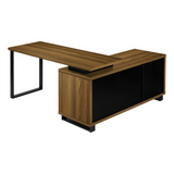 7711 Black Metal Corner Computer Desk with Storage Drawers - PinnacleWorkspace - WhatYouNeedSales