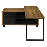 7711 Black Metal Corner Computer Desk with Storage Drawers - PinnacleWorkspace - WhatYouNeedSales