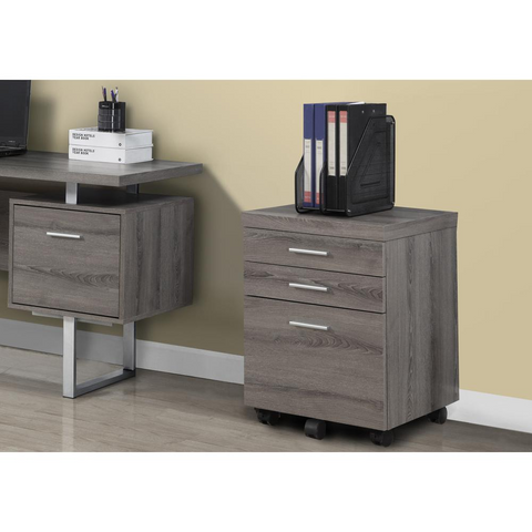 FILING CABINET - 3 DRAWER / DARK TAUPE ON CASTORS - WhatYouNeedSales