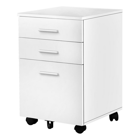 FILING CABINET - 3 DRAWER / WHITE ON CASTORS - WhatYouNeedSales