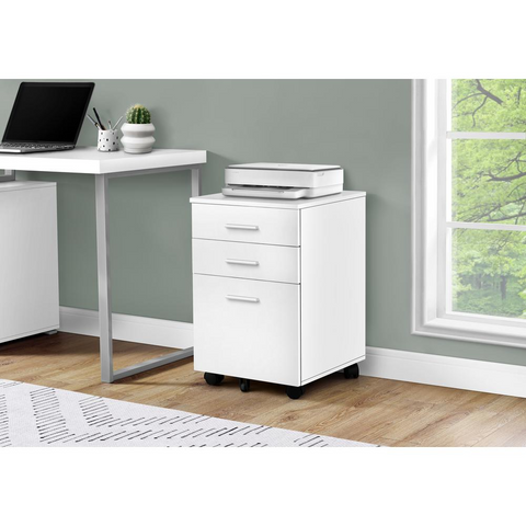 FILING CABINET - 3 DRAWER / WHITE ON CASTORS - WhatYouNeedSales