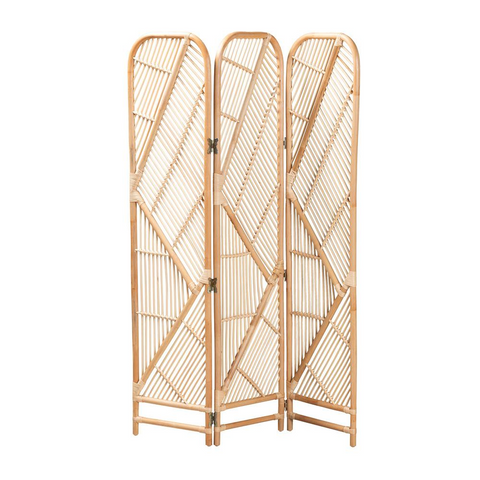 bali & pari Firenze Modern Bohemian Natural Brown Rattan Room Divider - WhatYouNeedSales