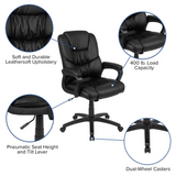 Flash Fundamentals Big & Tall 400 lb. Rated Black LeatherSoft Swivel Office Chair with Padded Arms, BIFMA Certified - WhatYouNeedSales