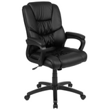 Flash Fundamentals Big & Tall 400 lb. Rated Black LeatherSoft Swivel Office Chair with Padded Arms, BIFMA Certified - WhatYouNeedSales