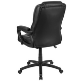 Flash Fundamentals Big & Tall 400 lb. Rated Black LeatherSoft Swivel Office Chair with Padded Arms, BIFMA Certified - WhatYouNeedSales