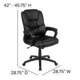 Flash Fundamentals Big & Tall 400 lb. Rated Black LeatherSoft Swivel Office Chair with Padded Arms, BIFMA Certified - WhatYouNeedSales