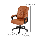 Flash Fundamentals Big & Tall 400 lb. Rated Brown LeatherSoft Swivel Office Chair with Padded Arms, BIFMA Certified - WhatYouNeedSales