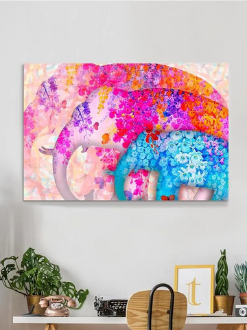 Floral Elephants Canvas -Image by Shutterstock - WhatYouNeedSales