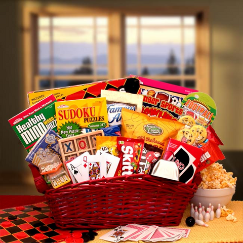 Fun & Games Gift Basket - get well soon basket - get well soon gifts for women - get well soon gifts for men - WhatYouNeedSales