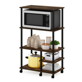 Furinno Turn-N-Tube 4-Tier Toolless Kitchen Storage Shelf Cart, Amber Pine/Black - WhatYouNeedSales