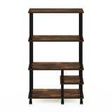 Furinno Turn-N-Tube 4-Tier Toolless Kitchen Storage Shelf Cart, Amber Pine/Black - WhatYouNeedSales