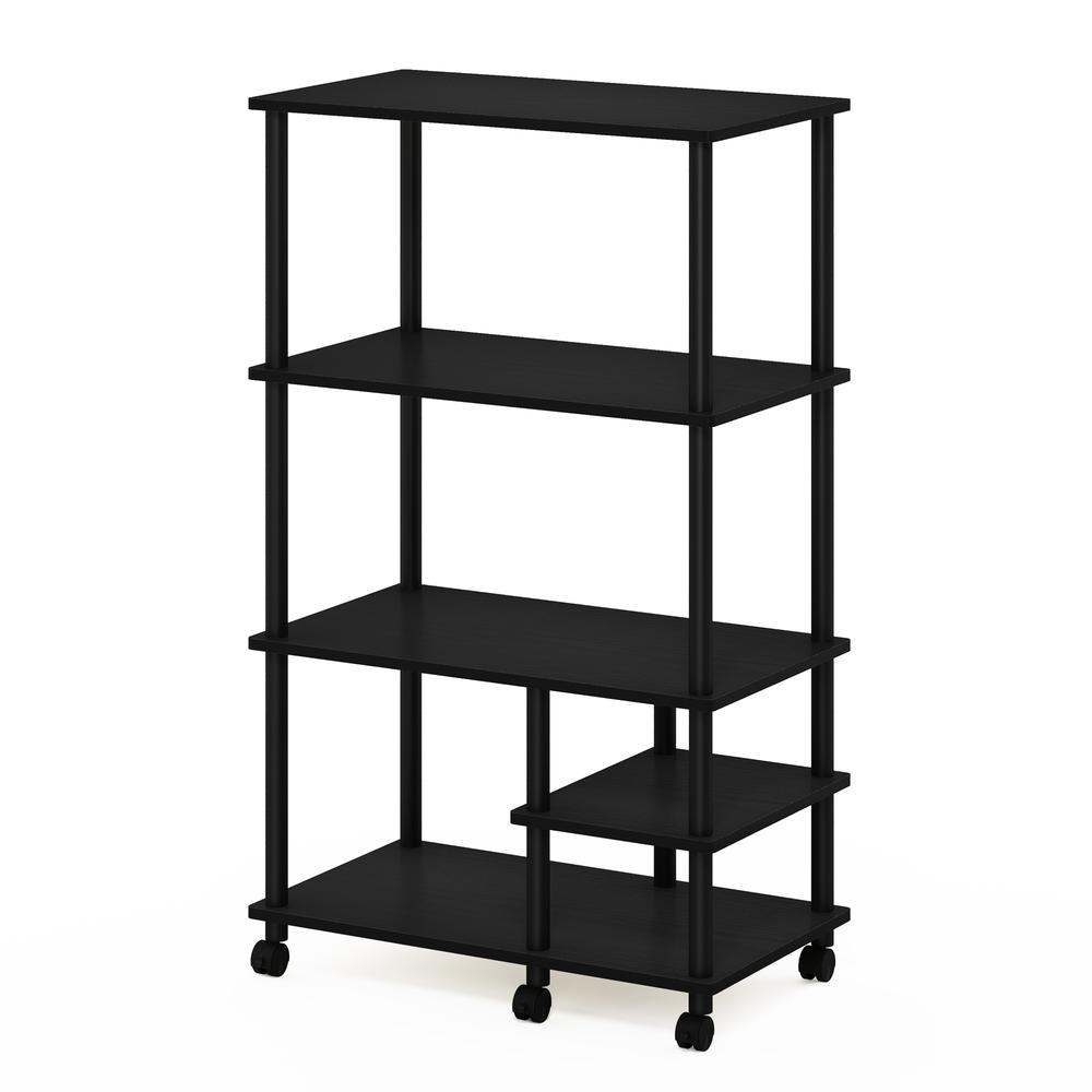 Furinno Turn-N-Tube 4-Tier Toolless Kitchen Storage Shelf Cart, Americano/Black - WhatYouNeedSales