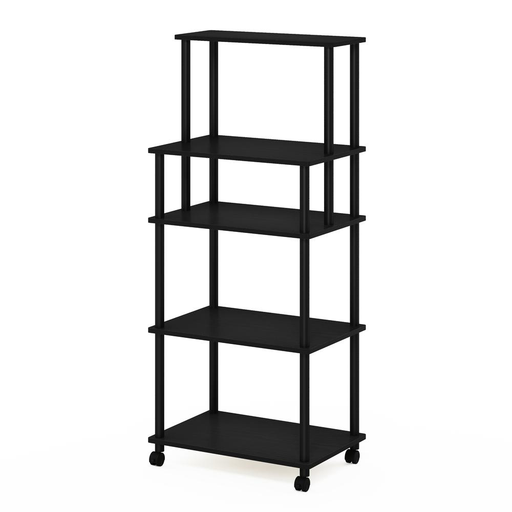 Furinno Turn-N-Tube5-Tier Toolless Kitchen Storage Cart, Americano/Black - WhatYouNeedSales