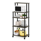 Furinno Turn-N-Tube5-Tier Toolless Kitchen Storage Cart, French Oak Grey/Black - WhatYouNeedSales