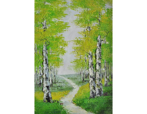 Green Grey Birch Knife Art Painting - WhatYouNeedSales