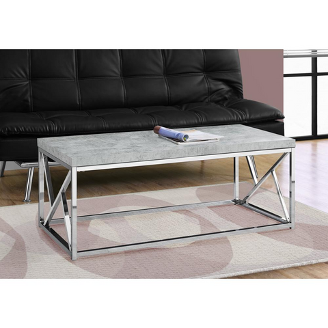 COFFEE TABLE - GREY CEMENT WITH CHROME METAL - WhatYouNeedSales