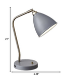 Grey Metal And Antique Brass Adjustable Usb Port Desk Lamp - WhatYouNeedSales