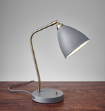 Grey Metal And Antique Brass Adjustable Usb Port Desk Lamp - WhatYouNeedSales