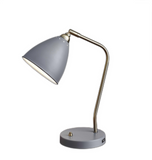 Grey Metal And Antique Brass Adjustable Usb Port Desk Lamp - WhatYouNeedSales