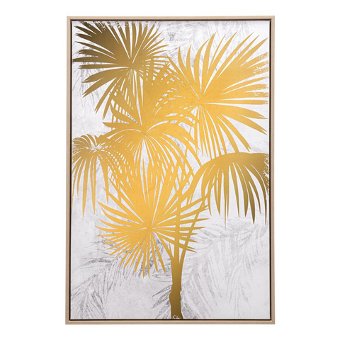 Gulf Fern Canvas Wall Art Gold & White - WhatYouNeedSales