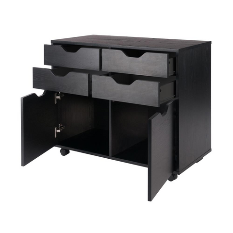 Halifax 2 Section Mobile Storage Cabinet, Black - WhatYouNeedSales