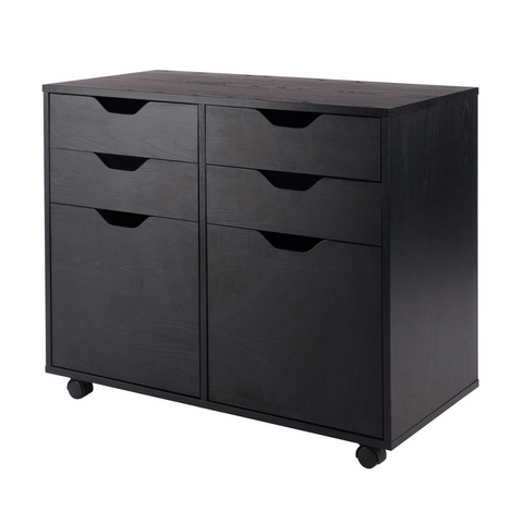 Halifax 2 Section Mobile Storage Cabinet, Black - WhatYouNeedSales