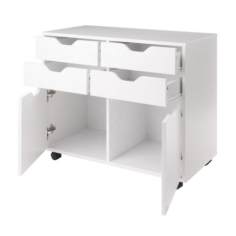 Halifax 2 Section Mobile Storage Cabinet, White - WhatYouNeedSales