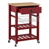 Hampton Kitchen Cart Red - WhatYouNeedSales