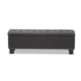 Hannah Dark Grey Fabric Upholstered Button-Tufting Storage Ottoman Bench - WhatYouNeedSales