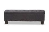 Hannah Dark Grey Fabric Upholstered Button-Tufting Storage Ottoman Bench - WhatYouNeedSales