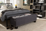 Hannah Dark Grey Fabric Upholstered Button-Tufting Storage Ottoman Bench - WhatYouNeedSales