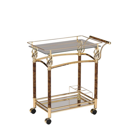 Helmut Serving Cart, Gold Plated & Clear Glass (98002) - WhatYouNeedSales