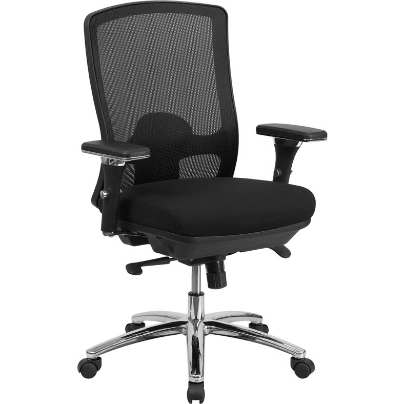 HERCULES Series 24/7 Intensive Use Big & Tall 350 lb. Rated Black Mesh Multifunction Swivel Ergonomic Office Chair - WhatYouNeedSales