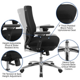 HERCULES Series 24/7 Intensive Use Big & Tall 350 lb. Rated Black Mesh Multifunction Swivel Ergonomic Office Chair - WhatYouNeedSales