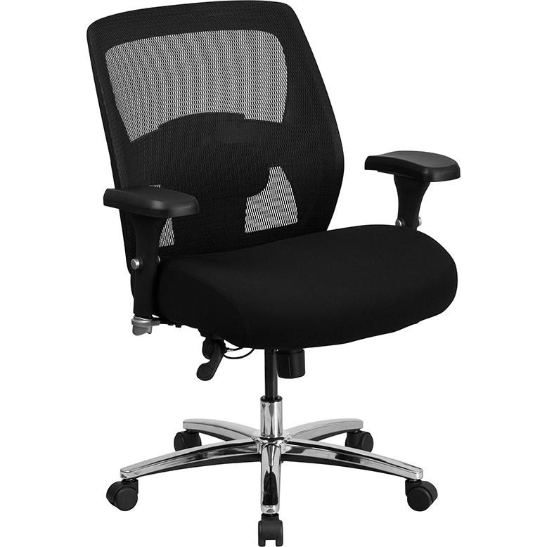 HERCULES Series 24/7 Intensive Use Big & Tall 500 lb. Rated Black Mesh Executive Ergonomic Office Chair with Ratchet Back - WhatYouNeedSales