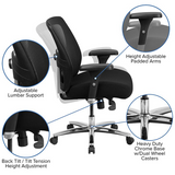 HERCULES Series 24/7 Intensive Use Big & Tall 500 lb. Rated Black Mesh Executive Ergonomic Office Chair with Ratchet Back - WhatYouNeedSales