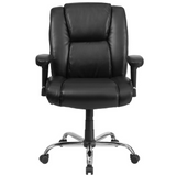 HERCULES Series Big & Tall 400 lb. Rated Black LeatherSoft Ergonomic Task Office Chair with Chrome Base and Adjustable Arms - WhatYouNeedSales