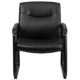 HERCULES Series Big & Tall 500 lb. Rated Black LeatherSoft Executive Side Reception Chair with Sled Base - WhatYouNeedSales