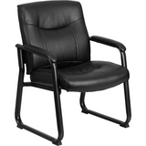 HERCULES Series Big & Tall 500 lb. Rated Black LeatherSoft Executive Side Reception Chair with Sled Base - WhatYouNeedSales