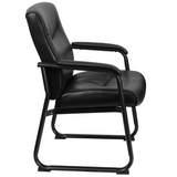 HERCULES Series Big & Tall 500 lb. Rated Black LeatherSoft Executive Side Reception Chair with Sled Base - WhatYouNeedSales