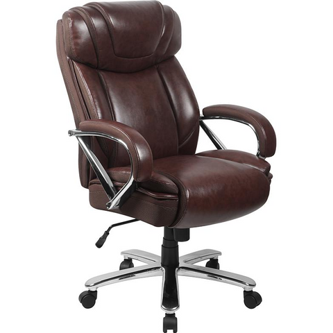 HERCULES Series Big & Tall 500 lb. Rated Brown LeatherSoft Executive Swivel Ergonomic Office Chair with Extra Wide Seat - WhatYouNeedSales