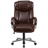 HERCULES Series Big & Tall 500 lb. Rated Brown LeatherSoft Executive Swivel Ergonomic Office Chair with Extra Wide Seat - WhatYouNeedSales