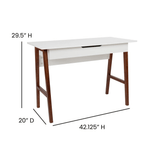 Home Office Computer Desk with Writing Drawer in White/Walnut Finish - Ember Workspace - WhatYouNeedSales