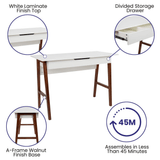 Home Office Computer Desk with Writing Drawer in White/Walnut Finish - Ember Workspace - WhatYouNeedSales