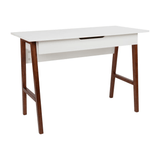 Home Office Computer Desk with Writing Drawer in White/Walnut Finish - Ember Workspace - WhatYouNeedSales