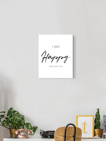 I Am Happy Wrapped Canvas -SmartPrintsInk Designs - WhatYouNeedSales