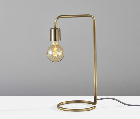 Industrial Antique Brass Finish Metal Desk Lamp With Vintage Edison Bulb - WhatYouNeedSales