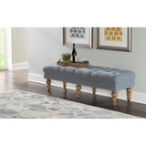 Isabelle Washed Blue Linen 50 Inches Bench - WhatYouNeedSales